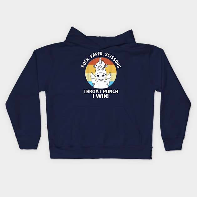 Rock Paper Scissors Throat Punch I Win Kids Hoodie by Distefano